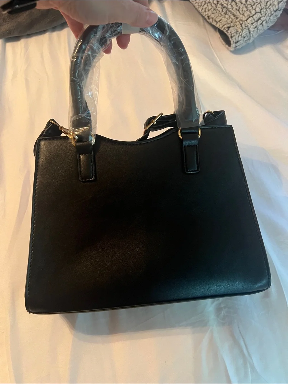Marilyn Monroe Black Quilted Satchel with Gold MM Emblem